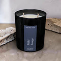 Wild Rouge luxury soy wax candle in a black gloss jar with a dark navy label by Nóisin Íon.